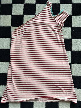 Maeve Red and White Striped One-Shoulder Tunic | M